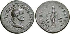 ROMAN COINS THE CIVIL WARS. THE GALBA COLLECTION. GALBA, AD 68-69. Sestertius, August - September 68. AE 25.73 g. IMP SER SVLP GALBA - CAES AVG TR P Draped, laureate bust r. Rev. LIBERTAS - PVBLICA / 