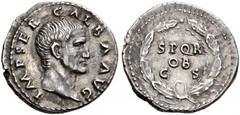 ROMAN COINS THE CIVIL WARS. THE GALBA COLLECTION. GALBA, AD 68-69. Denarius, July 68 - January 69. AR 3.53 g. IMP SER GALBA AVG Bare head r. Rev. SPQR / OB / CS within oak wreath. RIC 241, 167. BMC 31