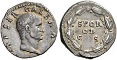 ROMAN COINS THE CIVIL WARS. THE GALBA COLLECTION. GALBA, AD 68-69. Denarius, July 68 - January 69. AR 3.59 g. IMP SER GALBA AVG Bare head r. Rev. SPQR / OB / CS within oak wreath. RIC 241, 167. BMC 31