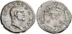 ROMAN COINS THE CIVIL WARS. THE GALBA COLLECTION. GALBA, AD 68-69. Denarius, July 68 - January 69. AR 3.34 g. IMP SER GALBA AVG Bare head r. Rev. SPQR / OB / CS within oak wreath. RIC 241,167. BMC 314