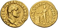 ROMAN COINS THE CIVIL WARS. THE GALBA COLLECTION. GALBA, AD 68-69. Aureus, July 68 - January 69. AV 7.13 g. IMP SER GALBA CAESAR AVG Laureate, draped bust r. Rev. SALVS GEN - HVMANI Salus (?), wearing