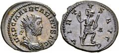 ROMAN COINS COINS OF THE ROMAN EMPIRE. CARINUS, 283-285. Antoninianus AD 284, Lugdunum. AE. 4,07 g. IMP C M AVR CARINVS AVG Radiate, draped, and cuirassed bust r. Rev. VIRTVS AVGG / A Virtus standing 