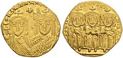 BYZANTINE COINS BYZANTINE EMPIRE. CONSTANTINUS VI, 780-797 and IRENE. Solidus AD 780-790, Constantinople. AV. 4,43 g. Facing crowned busts of Constantine VI (left) and Irene, he wearing chlamys and ho