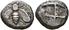 THE OSAKA COLLECTION OF CLASSICAL COINS IONIA. ACHAEMENID PERIOD. EPHESUS. Tetradrachm, about 480-450 BC. AR 13.20 g. E-Φ-E-Σ-I-O-N Bee. Rev. Four-part incuse square.Traité pl. CLII, 8; Kraay, ACGC pl