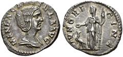 ROMAN COINS COINS OF THE ROMAN EMPIRE. Manlia Scantilla, wife of Didius Julianus, AD 193. Denarius. AR 2.73 g. Draped bust r., large bun at the back of the head. Rev. IVNO RE - GINA AVG Juno veiled an