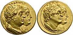 GREEK COINS FROM THE ABOU TAAM FAMILY COLLECTION. PTOLEMAIC KINGDOM OF EGYPT. PTOLEMY II PHILADELPHUS, king 285-246 BC. Mnaeion, gold (octodrachm). AV 27.82 g. AΔEΛΦΩΝ Jugate busts r. of Ptolemy II, d
