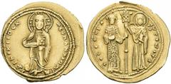 BYZANTINE EMPIRE BYZANTINE EMPIRE. THEODORA, AD 1055-1056. Histamenon. AV 4.34 g. Christ, nimbate, standing facing, wearing pallium and colobium, holding Book of Gospels with both his hands. Rev. ΘЄOΔ