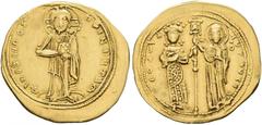 BYZANTINE EMPIRE BYZANTINE EMPIRE. THEODORA, AD 1055-1056. Histamenon. AV 4.28 g. Christ, nimbate, standing facing, wearing pallium and colobium, holding Book of Gospels with both his hands. Rev. ΘЄOΔ