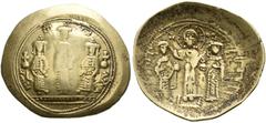 BYZANTINE EMPIRE BYZANTINE EMPIRE. ROMANUS IV, AD 1068-1071. Histamenon, with Eudocia, Michel VII, Constantius and Andronicus. AV (pale) 4.29 g. KωN MX ANΔ Michael VII standing facing between Constant