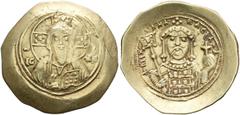BYZANTINE EMPIRE BYZANTINE EMPIRE. MICHAEL VII DUCAS, AD 1071-1078. Histamenon. AV 4.30 g. Facing bust of Christ with long beard, nimbate, wearing pallium and colobium, holding Book of Gospels in his 