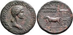 COINS OF THE ROMAN EMPIRE. AGRIPPINA Mater, mother of Caligula, died AD 33. Sestertius, posthumous, struck by Caligula. AE 26.50 g. AGRIPPINA MAT.C.CAESARIS.AVGVSTI Draped bust r., hair falling down n