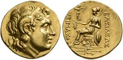 GREEK COINS GREEK COINS. KINGDOM OF THRACE. LYSIMACHUS, king 323-281 BC. Stater, gold, posthumous, Byzantium, about 205-180. AV 8.45 g. Head r. of deified Alexander the Great, wearing royal diadem and