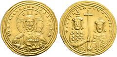 BYZANTINE COINS BYZANTINE COINS. BASILIUS II, AD 976-1025. Histamenon, Constantinople, with Constantine VIII, about 1002-1025. AV 4.38 g. +IhS XIS RЄX RЄGNANTInm Facing, bearded bust of Christ, wearin
