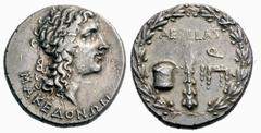 Sammlung De La Tour 2. Teil: Münzen der Antike GRIECHISCHE MÜNZEN MAKEDONIEN MAKEDONIEN, ALS RÖMISCHE PROVINZ AESILLAS, Quaestor 80-75 Tetradrachmon. ΜΑΚΕΔΟΝΩΝ Kopf Alexanders d. Gr. mit Ammonshorn n.