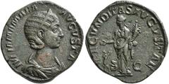 ROMAN COINS COINS OF THE ROMAN EMPIRE.   JULIA MAMAEA, mother of Severus Alexander, died AD 235. Sestertius, undated. AE 14.46 g. IVLIA MAMAEA - AVGVSTA Diademed and draped bust r., hair in ridges. Re