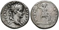 Imperio Romano TIBERIO. Denario. (Ar. 2,52g/18mm). 36-37 d.C. Lugdunum. (RIC 26). Anv: Cabeza laureada de Tiberio a derecha, alrededor leyenda: TI CAESAR DIVI AVG F AVGVSTVS. Rev: Livia sentada a dere