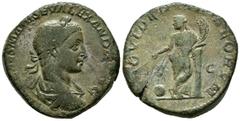 Imperio Romano ALEJANDO SEVERO. Sestercio. (Ae. 32,23g/30mm). 223 d.C. Roma. (RIC 597). Anv: Busto laureado y drapeado de Alejandro Severo a derecha, alrededor leyenda: IMP CAES M AVR SEV ALEXANDER AV