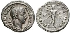 Imperio Romano ALEJANDRO SEVERO. Denario. (Ar. 3,25g/19mm). 228 d.C. Roma. (RIC 61). Anv: Busto laureado y drapeado de Alejandro Severo a derecha, alrededor leyenda: IMP C M AVR SEV ALEXAND AVG. Rev: 