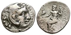 Grecia Antigua REYES DE MACEDONIA, Alejandro III el Grande. Dracma de imitación del este de Europa. Dracma. (Ar. 3,82g/19mm). 336-323 a.C. (Price 2324). Anv: Cabeza de Heracles con piel de león a dere