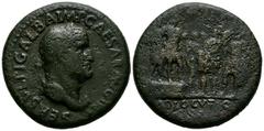 Imperio Romano GALBA. Sestercio. (Ae. 28,40g/35mm). 68 d.C. Roma. (RIC 463). Anv: Busto laureado y drapeado de Galba a derecha, alrededor leyenda: SER SVLPI GALBA IMP CAESAR AVG P M TR P. Rev: Galba e