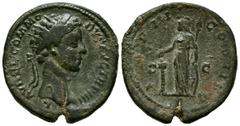 Imperio Romano COMODO. Dupondio. (Ae. 9,84g/27mm). 179 d.C. Roma. (RIC 1604). Anv: Cabeza radiada de Cómodo a derecha, alrededor leyenda: L AVREL COMMODVS AVG TR P IIII. Rev: Minerva estante a izquier