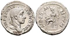 Imperio Romano ALEJANDRO SEVERO. Denario. (Ar. 2,85g/20mm). 231 d.C. Roma. (RIC 193). Anv: Busto laureado de Alejandro Severo a derecha, alrededor leyenda: IPM SEV ALECAND AVG. Rev: Fides sentada a iz