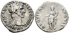 Imperio Romano NERVA. Denario. (Ar. 3,02g/17mm). 97 d.C. Roma. (RIC 25). Anv: Cabeza laureada de Nerva a derecha, alrededor leyenda: IMP NERVA CAES AVG P M TR P II COS III P P. Rev: Aequitas estante a