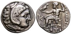 Grecia Antigua REYES DE MACEDONIA, Alejandro III el Grande. Dracma. (Ar. 4,28g/18mm). 323-319 a.C. Teos. (Price 1823). Anv: Cabeza de Heracles a la derecha, con tocado de piel de león. Rev: Zeus senta
