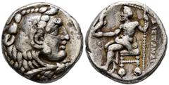 Grecia Antigua REINO DE MACEDONIA, Alejandro III el Grande. Tetradracma. 336-323 a.C. Miletos. (Seaby 6724). Anv: Cabeza de Heracles cubierta con piel de león a derecha. Rev: Zeus sentado a izquierda,