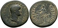 Imperio Romano GALBA. Sestercio. (Ae. 24,43g/36mm). 68 d.C. Roma. (RIC 310). Anv: Busto laureado y drapeado de Galba a derecha, alrededor leyenda: IMP SER SVLPIC GALBA CAES AVG TR P. Rev: Libertas est