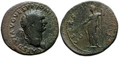 Imperio Romano DOMICIANO. Dupondio. (Ae. 9,96g/27mm). 80-81 d.C. Roma. (RIC 308). Anv: Busto laureado de Domiciano a derecha, alrededor leyenda: CAES DIVI AVG VESP F DOMITIAN COS VII. Rev: Ceres estan