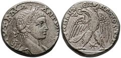 Imperio Romano CARACALLA. Tetradracma. (Ae. 12,53g/23mm). 215-217 d.C. Siria, Laodicea ad Mare. (Prieur 1179). Anv: Busto laureado a derecha, alrededor leyenda: AYT K M A ANTΩNЄINOC CЄB. Rev: Águila e