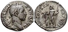 Imperio Romano ALEJANDRO SEVERO. Denario. (Ar. 2,18g/18mm). 228-231 d.C. Roma. (RIC 200). Anv: Cabeza laureada de Alejandro Severo a derecha, alrededor leyenda: IMP SEV ALEXAND AVG. Rev: Júpiter estan