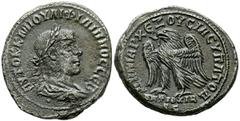 Imperio Romano FILIPO I. Tetradracma. (Ar. 10,26g/28mm). 248 d.C. Seleucis y Pieria, Antioquía. (Prieur 361). Anv: Busto laureado, drapeado y con coraza de Filipo I a derecha, alrededor leyenda: AYTOK