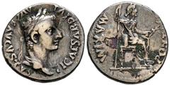 Imperio Romano TIBERIO. Denario forrado. (Ar-Ae. 3,05g/18mm). 14-37 d.C. Lugdunum. (RIC 30). Anv: Cabeza laureada de Tiberio a derecha portando cetro, alrededor leyenda: TI CAESAR DIVI AVGVSTVS. Rev: 