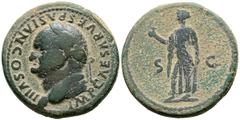 Imperio Romano VESPASIANO. As. (Ae. 12,21g/27mm). 77-78 d.C. Roma. (RIC 1011). Anv: Cabeza laureada de Vespasiano a izquierda, alrededor leyenda: IMP CAESAR VESPASIAN COS VIII. Rev: Spes avanzando a i