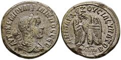 Imperio Romano FILIPO II. Tetradracma. (Ar. 9,78g/25mm). 247 d.C. Antioquía. (Seaby 4146). Anv: Busto laureado y drapeado de Filipo II a derecha, alrededor leyenda griega. Rev: Aguila estante a derech
