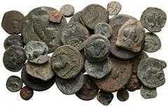 Lotes y Colecciones HISPANIA ANTIGUA. Lote de 36 monedas de diferentes módulos (As, Semis, Cuadrantes y Sextantes) y cecas: Colonia Rómula, Arse, Málaca, Ebusus, Massalia, Carissa, Corduba, Itálica, C