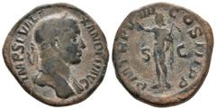 Imperio Romano ALEJANDRO SEVERO. Sestercio. 231-235 d.C. Roma. A/ Busto laureado y drapeado con coraza a derecha. IMP SEV ALEXANDER AVG. R/ Sol avanzando a izquierda alzando la mano y sosteniendo láti
