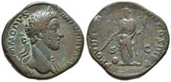 Roman Empire COMMODO. Sestercio. 183 d. C. Roma. A/ Busto laureado a derecha con ligero drapeado sobre hombro izquierdo. M COMMODVS ANTONINVS AVG PIVS. R/ Providentia estante a izquierda portando cetr