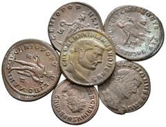 Lots and collections IMPERIO ROMANO. Lote compuesto por 6 monedas de bronce, conteniendo 5 Follis de Constancio, Galerio, Maximiano (2), Diocleciano y 1 Antoniniano de Carino. Diferentes reversos y ce