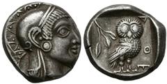 Grecia Antigua ATTICA, Atenas. Tetradracma. (Ar. 17,03g/21mm). 500-480 a.C. (HGC 4, 1590). Tipo arcaico. MBC+. Rarísimo ejemplar con este tipo de acuñación.Pocas monedas podemos encontrar más emblemát