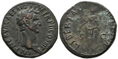Roman Empire NERVA. As. (Ae. 10,71g/28mm). 97 d.C. Roma. Anv: IMP NERVA CAES AVG P M TR P II COS III P P. Busto laureado a derecha de Nerva. Rev: LIBERTAS AVGVSTA. Libertas estante portando píleo y ce