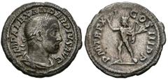 Roman Empire ALEJANDRO SEVERO. Denario. (Ar. 2,70g/20mm). 231 d.C. Roma. Anv: IMP ALEXANDER PIVS AVG. Busto laureado y drapeado a derecha de Alejandro Severo. Rev: P M TR P X I COS III P P. Sol estant