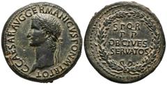 Roman Empire CALIGULA. Sestercio. (Ae. 26,68g/34mm). 37-38 d.C. Roma. Anv: C CAESAR AVG GERMANICVS PON M TR POT. Busto laureado de Calígula a izquierda. Rev: S.P.Q.R. P P OB CIVES SERVATOS. Leyenda de