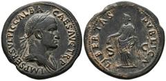 Roman Empire GALBA. Sestercio. (Ae. 24,24g/36mm). 68 d.C. Roma. Anv: IMP SER SVLPIC GALBA CAES AVG TR P. Busto laureado drapeado de Galba a derecha. Rev: LIBERTAS PVBLICA. Libertas estante a izquierda