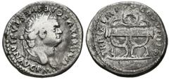 Imperio Romano TITUS. Denarius. (Ar. 3.12g / 18mm). 80 AD Rome. (ICR 25a). Anv: Laureate bust of Titus on the right, around legend: IMP TITVS CAES VESPASIAN AVG P M. Rev: Crown on curul chair, around 
