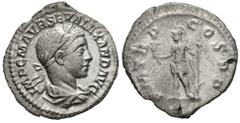 Imperio Romano SEVERUS ALEXANDER. Denarius. (Ar. 2.60g / 19mm). 223 AD Rome. (RIC 7). Anv: Laureate and draped bust of Alejandro Severo on the right, around the legend: IMP CM AVR SEV ALEXAND AVG. Rev