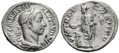 Imperio Romano SEVERUS ALEXANDER. Denarius. (Ar. 2.27g / 19mm). 226 AD Rome. (RIC 55). Anv: Laureate and draped bust of Alejandro Severo on the right, around the legend: IMP CM AVR SEV ALEXAND AVG. Re