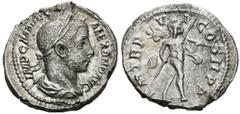 Imperio Romano SEVERUS ALEXANDER. Denarius. (Ar. 3.02g / 20mm). 228 AD Rome. (RIC 61). Anv: Laureate and draped bust of Alejandro Severo on the right, around the legend: IMP CM AVR SEV ALEXAND AVG. Re